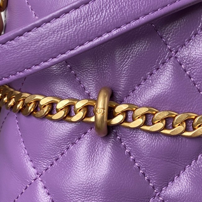 Chanel Drawstring Bag & Gold Metal AS3116 purple