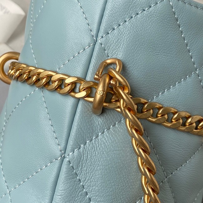 Chanel Drawstring Bag & Gold Metal AS3116 sky blue