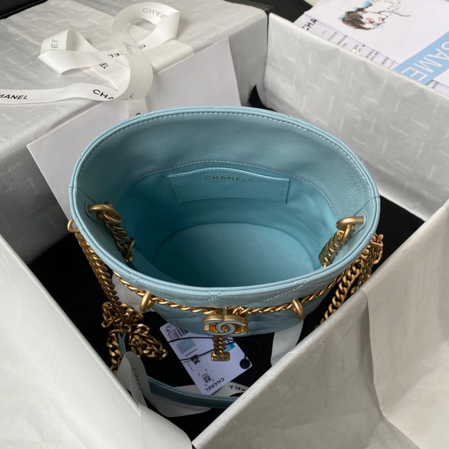 Chanel Drawstring Bag & Gold Metal AS3116 sky blue