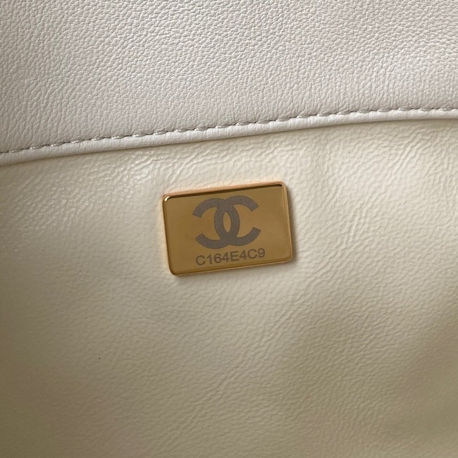 Chanel Drawstring Bag & Gold Metal AS3116 white