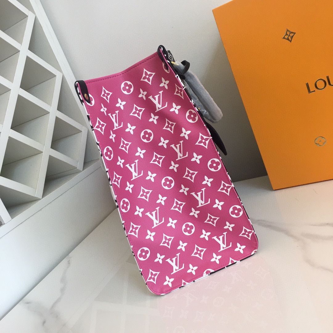 Louis Vuitton Original Leather ONTHEGO MM M46060 Black & White & Pink