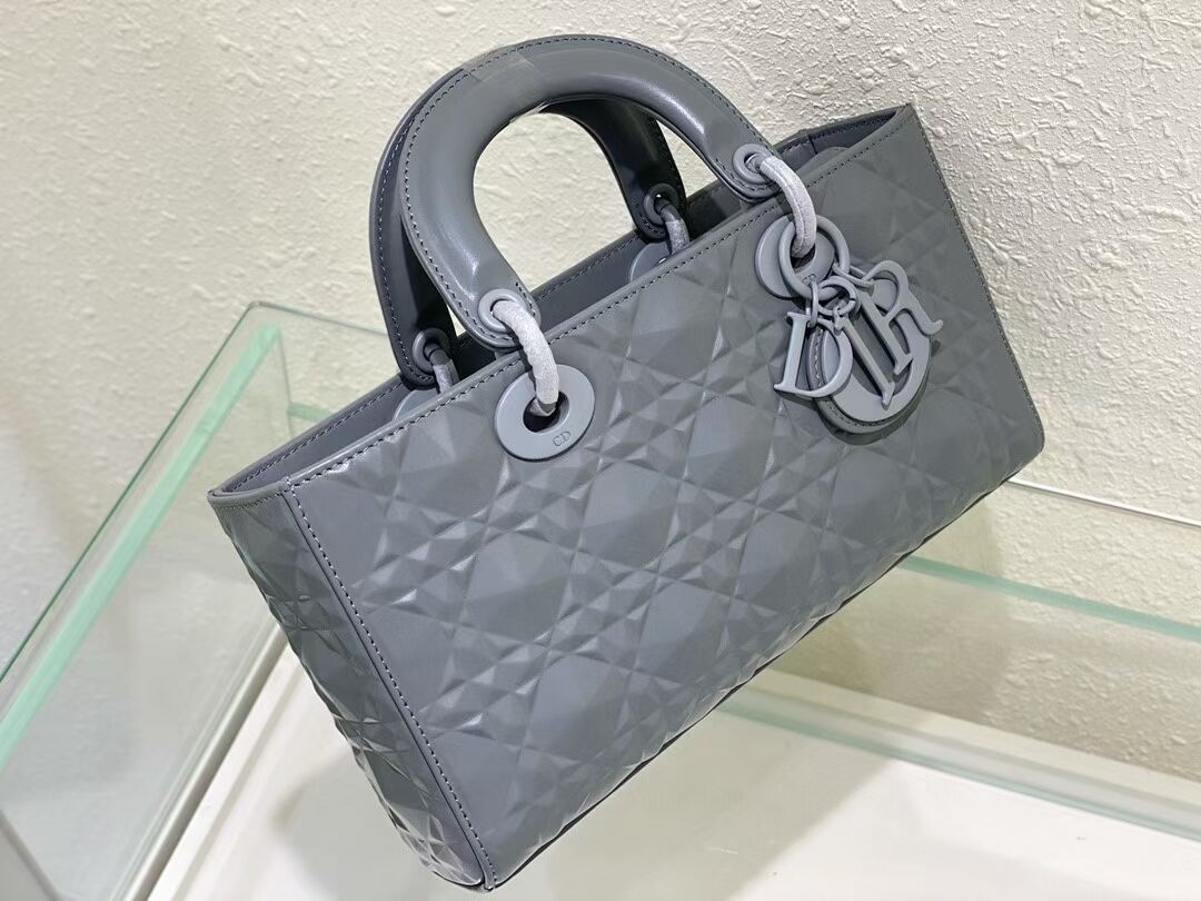 MEDIUM LADY DIOR BAG Cannage Lambskin C2811 gray