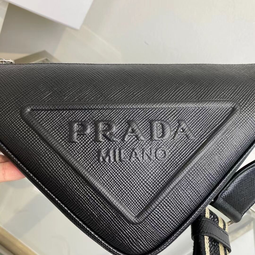 Prada Leather Triangle shoulder bag 2EV055 black