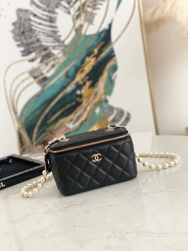 Chanel mini Shoulder Bag Lambskin Imitation Pearls & Gold-Tone Metal AS91192 black