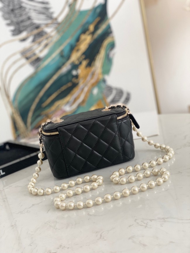 Chanel mini Shoulder Bag Lambskin Imitation Pearls & Gold-Tone Metal AS91192 black