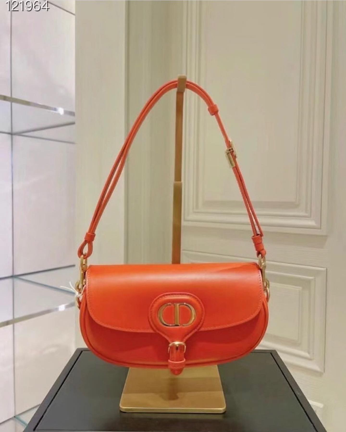 MINI DIOR BOBBY BAG Warm Taupe Box Calfskin S5109U Orange