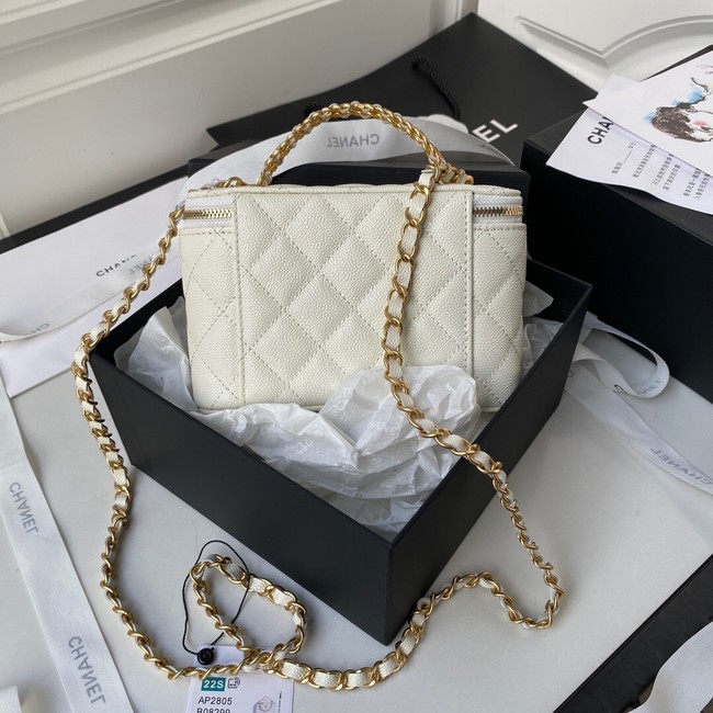 CHANEL HANDBAG Gold-Tone Metal AP2805 WHITE