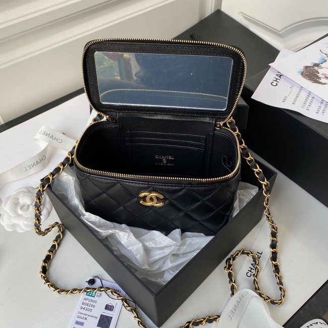 CHANEL HANDBAG Gold-Tone Metal AP2805 black