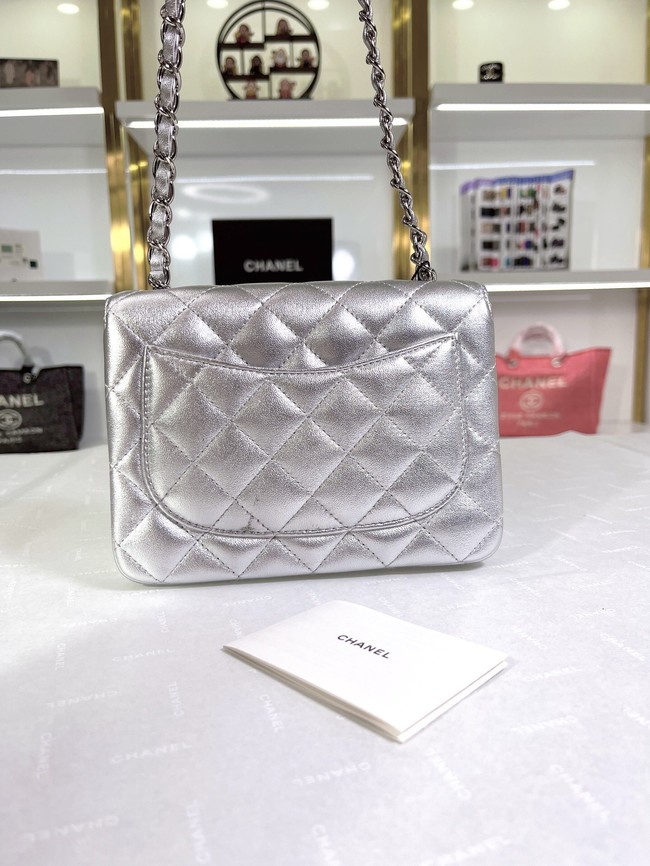 Chanel Flap Lambskin Shoulder Bag A01115 silver