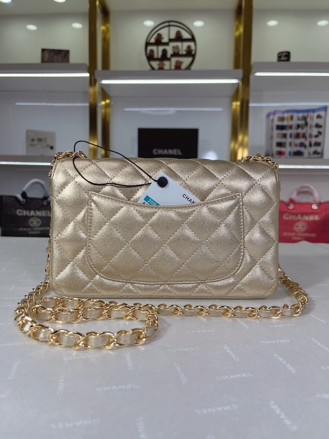 Chanel Flap Lambskin Shoulder Bag A01116 gold