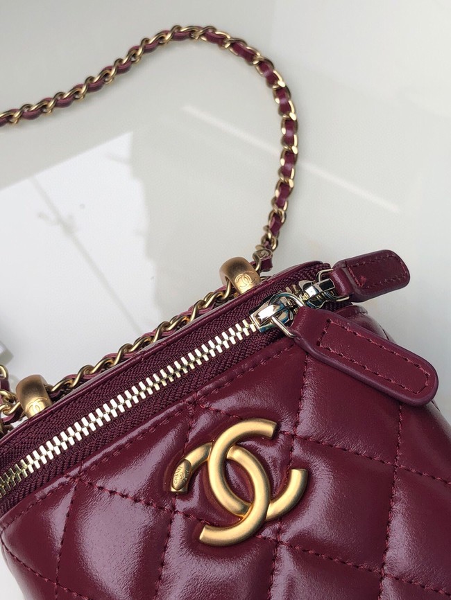 Chanel mini Shoulder Bag Lambskin & Gold-Tone Metal AP2292 Burgundy