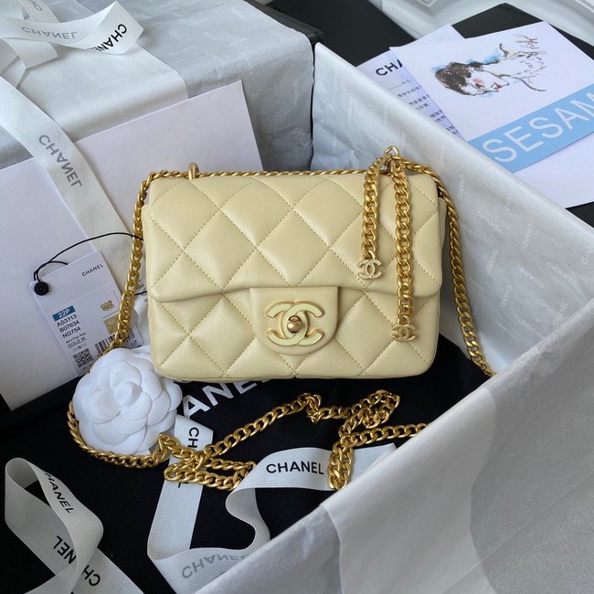 Chanel Flap Lambskin mini Shoulder Bag AS3113 light yellow