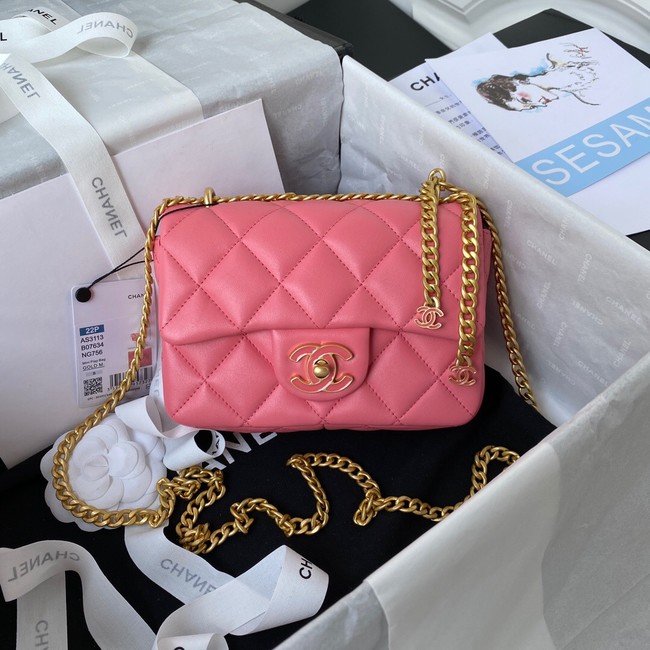 Chanel Flap Lambskin mini Shoulder Bag AS3113 pink