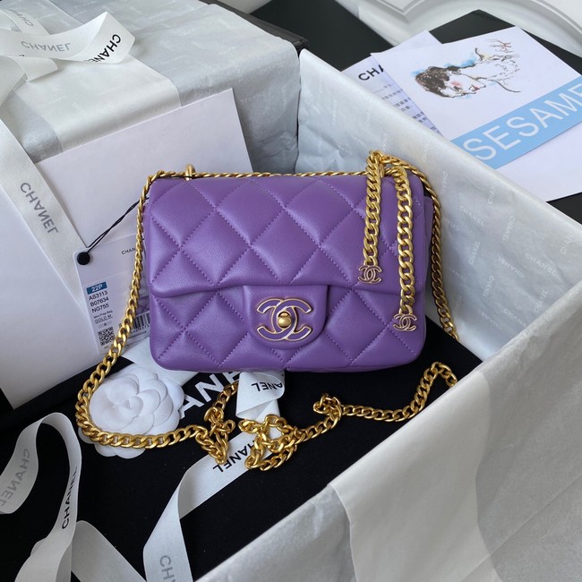 Chanel Flap Lambskin mini Shoulder Bag AS3113 purple