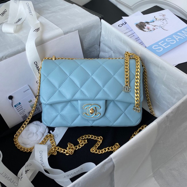 Chanel Flap Lambskin small Shoulder Bag AS3114 blue