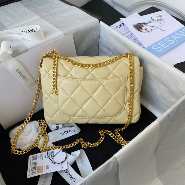 Chanel Flap Lambskin small Shoulder Bag AS3114 light yellow