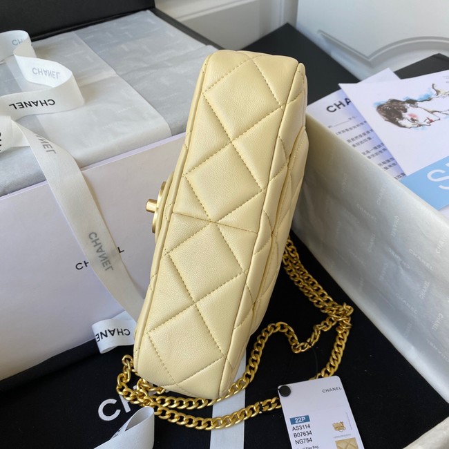 Chanel Flap Lambskin small Shoulder Bag AS3114 light yellow