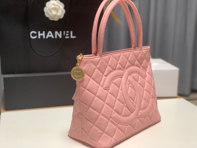 Chanel Tote Bag Grained Calfskin&Gold-Tone Metal AS1804 pink