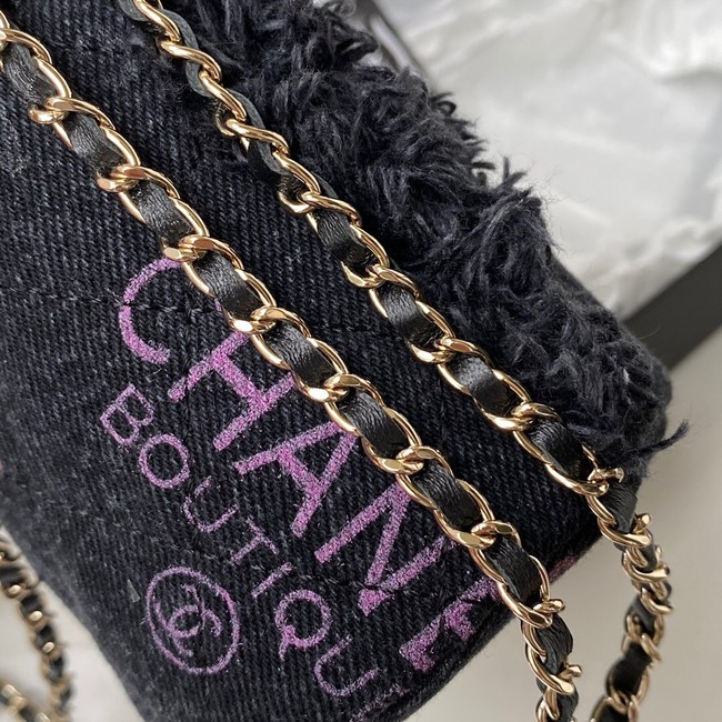 Chanel mini Drawstring Bag Denim AP2603 dark blue