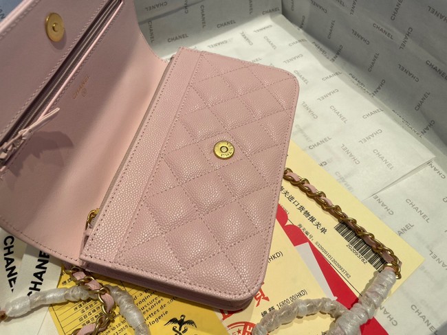 Chanel mini Shoulder Bag Grained Calfskin&Gold-Tone Metal AP2804 pink