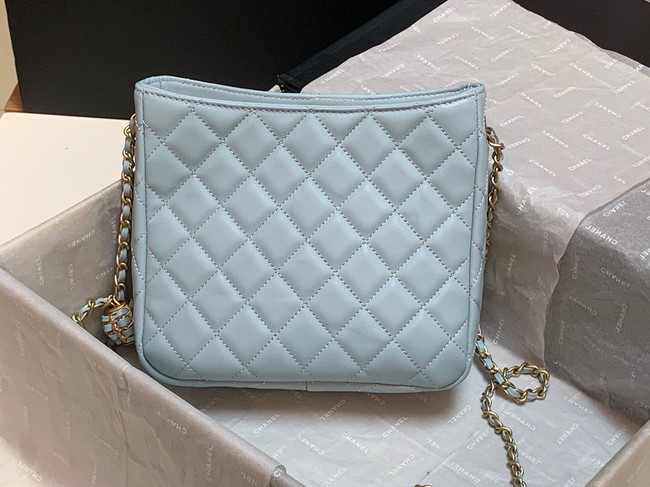 Chanel mini Shoulder Bag Lambskin&Gold-Tone Metal AS3259 sky blue