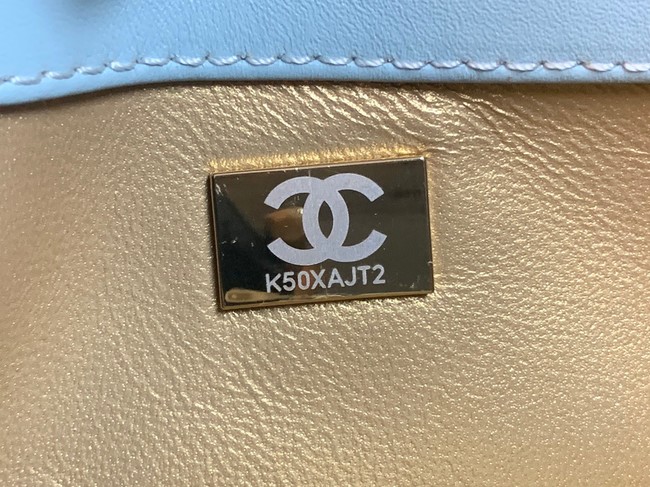 Chanel mini Shoulder Bag Lambskin&Gold-Tone Metal AS3259 sky blue