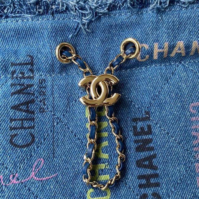 Chanel small Drawstring Bag Denim AS3027 blue