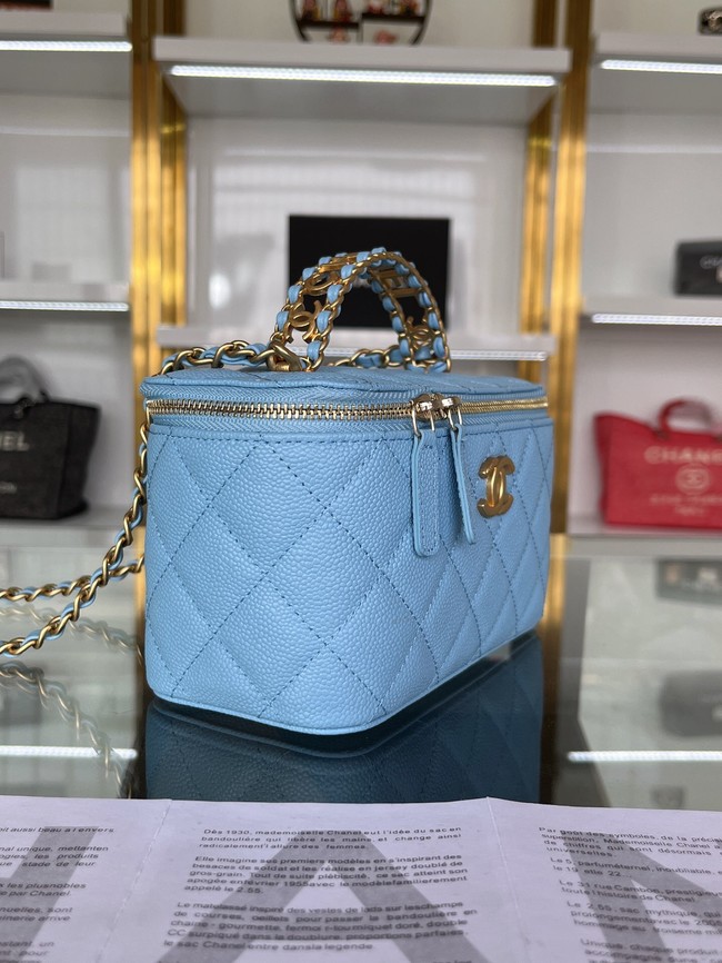 CHANEL HANDBAG Grained Calfskin&Gold-Tone Metal AP2805 blue