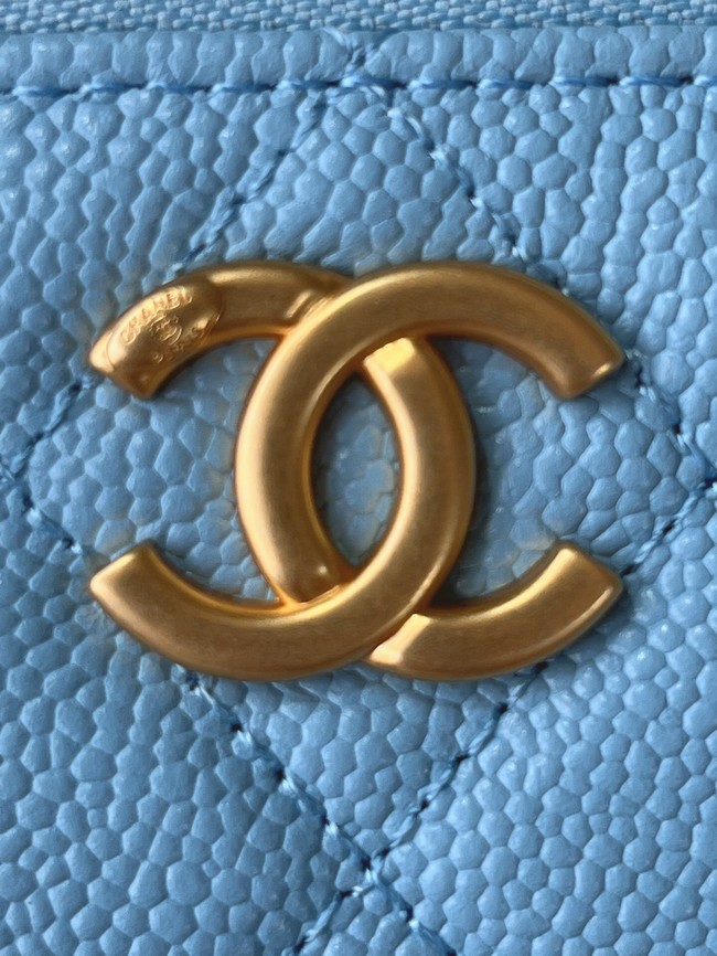 CHANEL HANDBAG Grained Calfskin&Gold-Tone Metal AP2805 blue