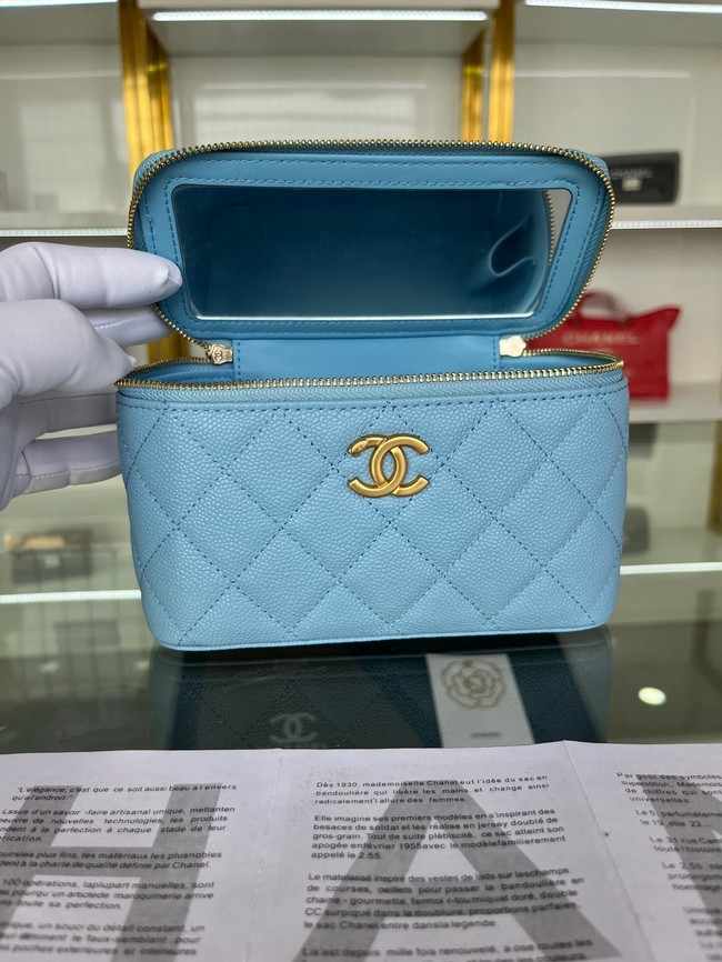 CHANEL HANDBAG Grained Calfskin&Gold-Tone Metal AP2805 blue