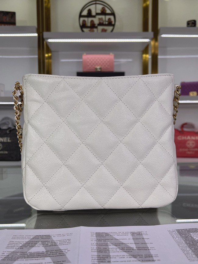 Chanel Shoulder Bag Grained Calfskin&Gold-Tone Metal AS3223 white