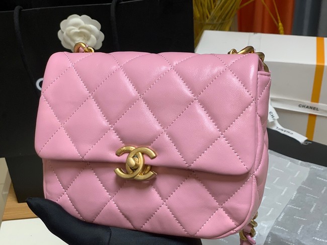 Chanel mini Shoulder Bag Lambskin&Gold-Tone Metal AS3205 pink