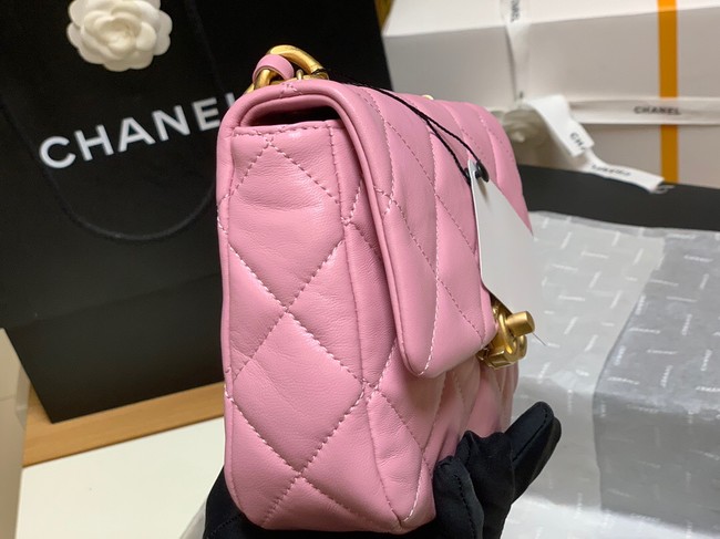 Chanel mini Shoulder Bag Lambskin&Gold-Tone Metal AS3205 pink