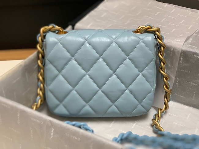 Chanel mini Shoulder Bag Lambskin&Gold-Tone Metal AS3205 sky blue