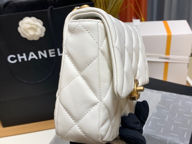 Chanel mini Shoulder Bag Lambskin&Gold-Tone Metal AS3205 white