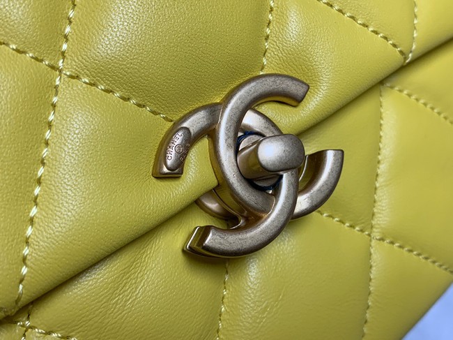 Chanel mini Shoulder Bag Lambskin&Gold-Tone Metal AS3205 yellow