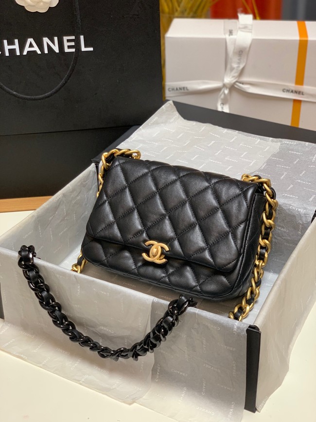 Chanel small Shoulder Bag Lambskin&Gold-Tone Metal AS3206 black