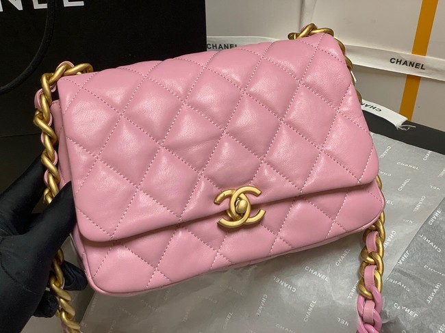 Chanel small Shoulder Bag Lambskin&Gold-Tone Metal AS3206 pink