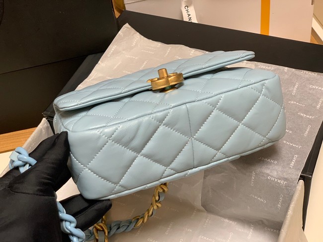 Chanel small Shoulder Bag Lambskin&Gold-Tone Metal AS3206 sky blue