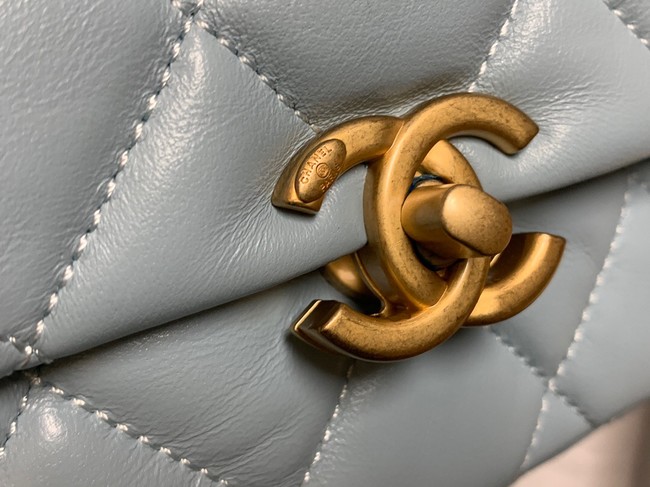 Chanel small Shoulder Bag Lambskin&Gold-Tone Metal AS3206 sky blue