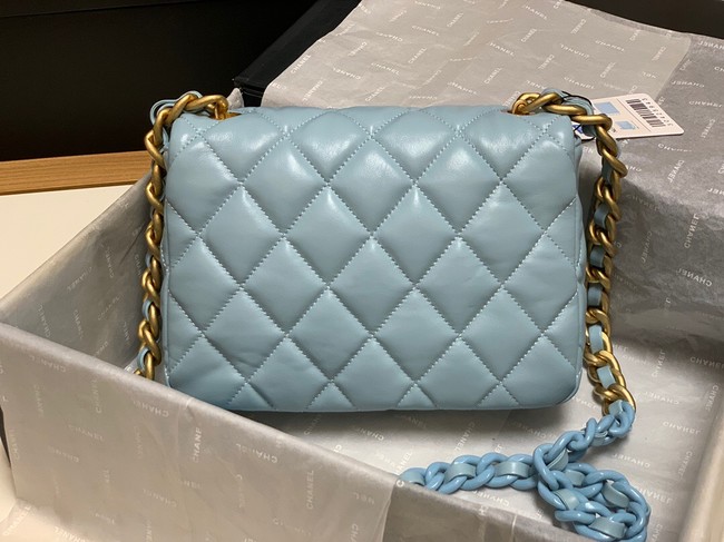 Chanel small Shoulder Bag Lambskin&Gold-Tone Metal AS3206 sky blue