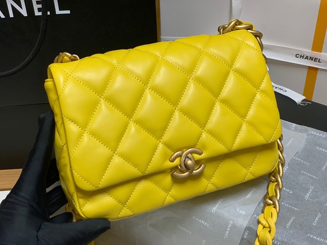 Chanel small Shoulder Bag Lambskin&Gold-Tone Metal AS3206 yellow