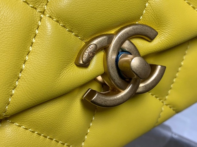 Chanel small Shoulder Bag Lambskin&Gold-Tone Metal AS3206 yellow