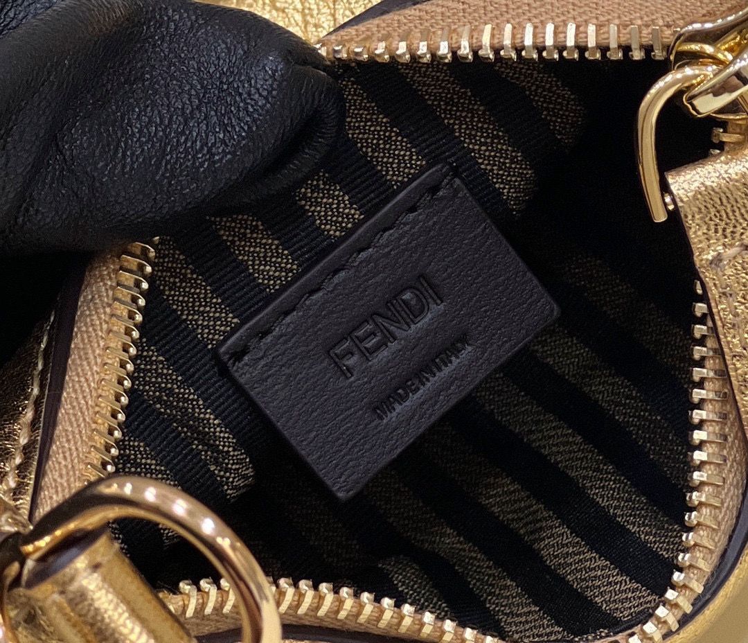 Fendi Praphy Original Leather Big FENDI Logo Mini Bag 80056S Gold