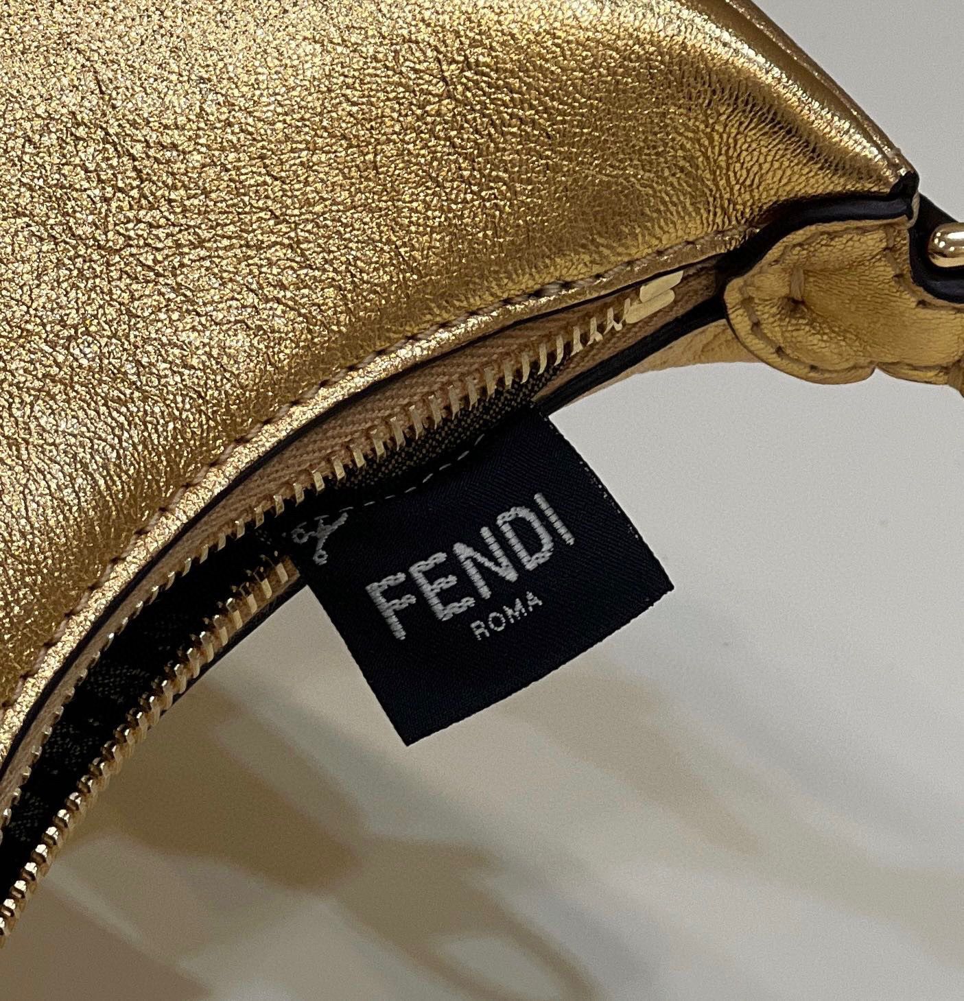 Fendi Praphy Original Leather Big FENDI Logo Mini Bag 80056S Gold