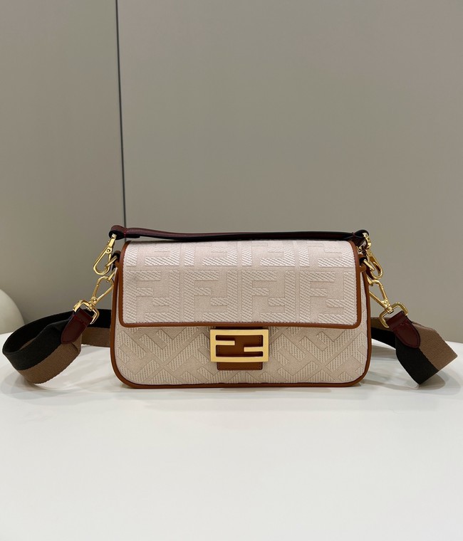 Fendi Baguette Chain FF fabric bag 8BR600A Beige