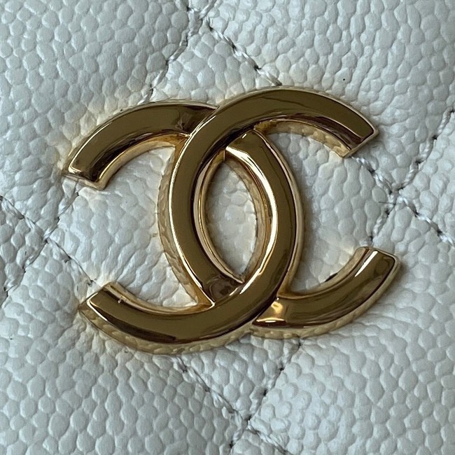 Chanel mini Shoulder Bag Grained Calfskin&Gold-Tone Metal AS3176 white