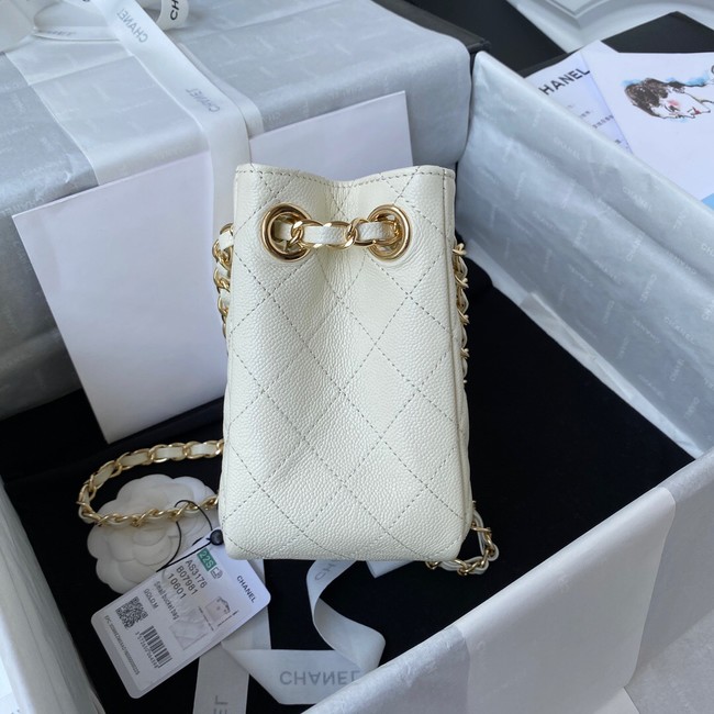 Chanel mini Shoulder Bag Grained Calfskin&Gold-Tone Metal AS3176 white