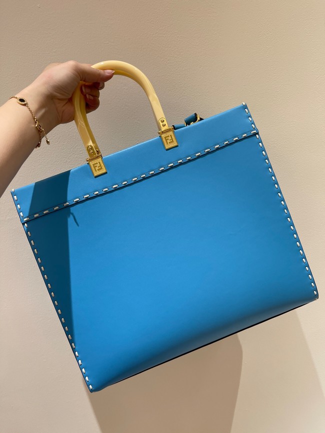 Fendi Sunshine Medium blue leather shopper 8BH386A