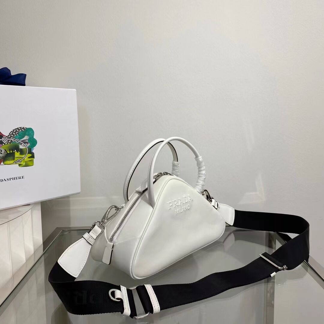 Prada Leather Triangle bag 1BB082 white